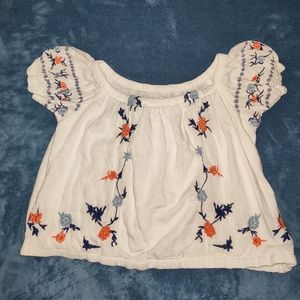 White floral print tee crop top